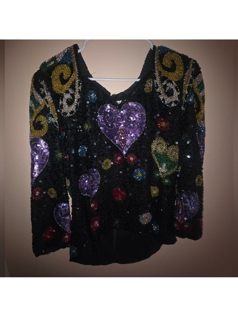 Vintage Henri Bendel Sequin And Beaded Long Sleeve Shirt